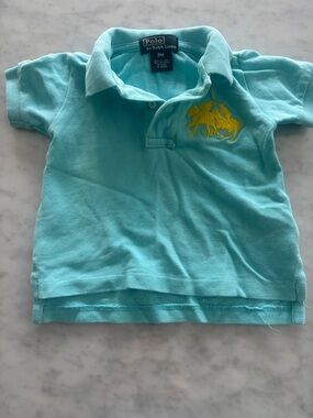 Polo by Ralph Lauren Turquoise Baby Polo with Yellow Logo